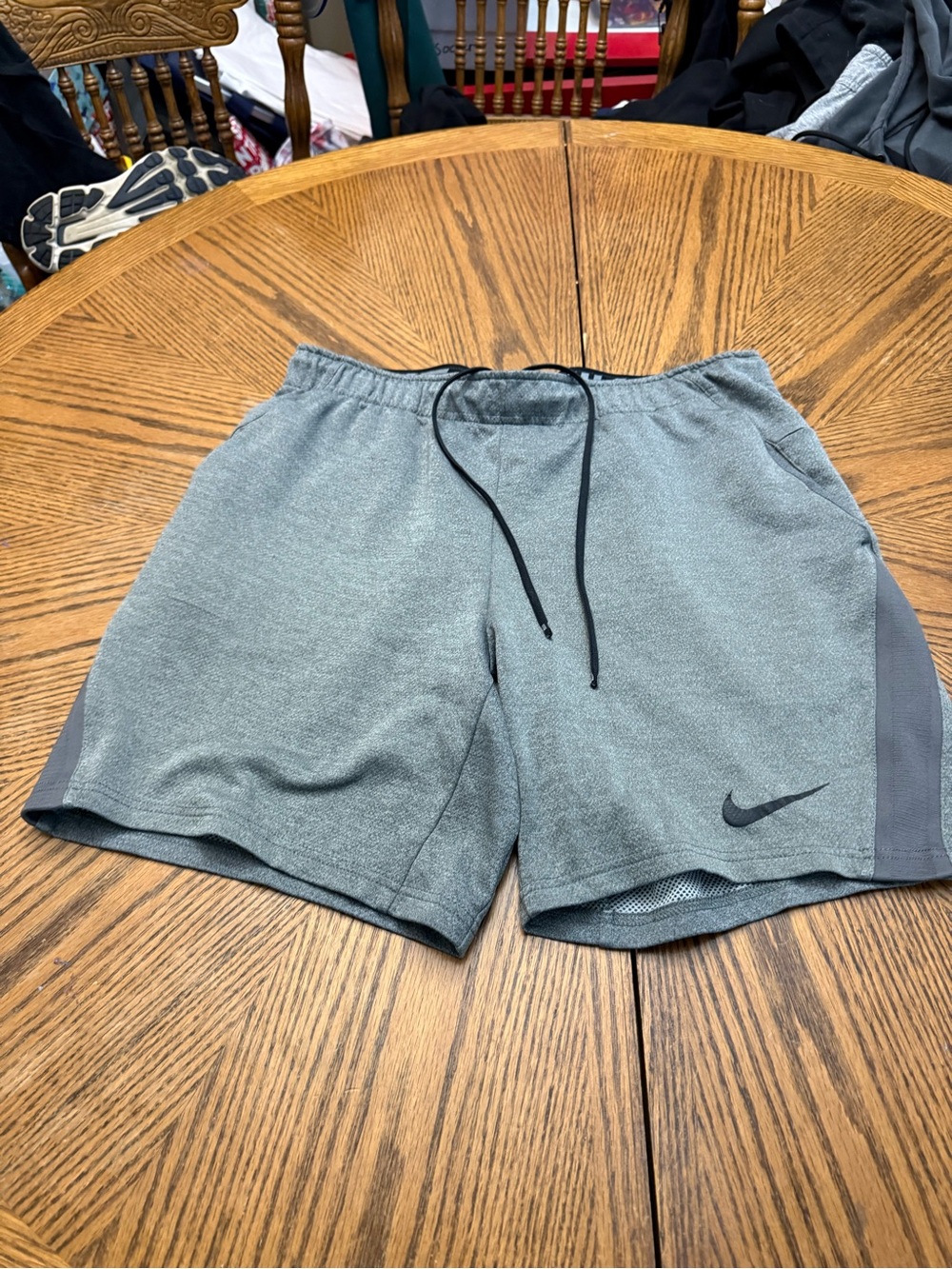 Nike Men’s Grey Athletic Shorts with Black Swoosh